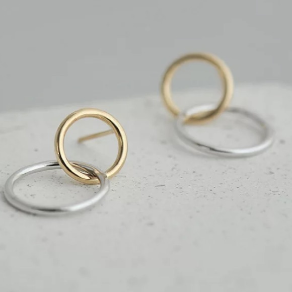 🔘Insta double circle gold / silver earrings - Picture 8 of 9